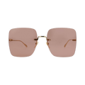 Gucci Square-Frame Metal Sunglasses — Gold