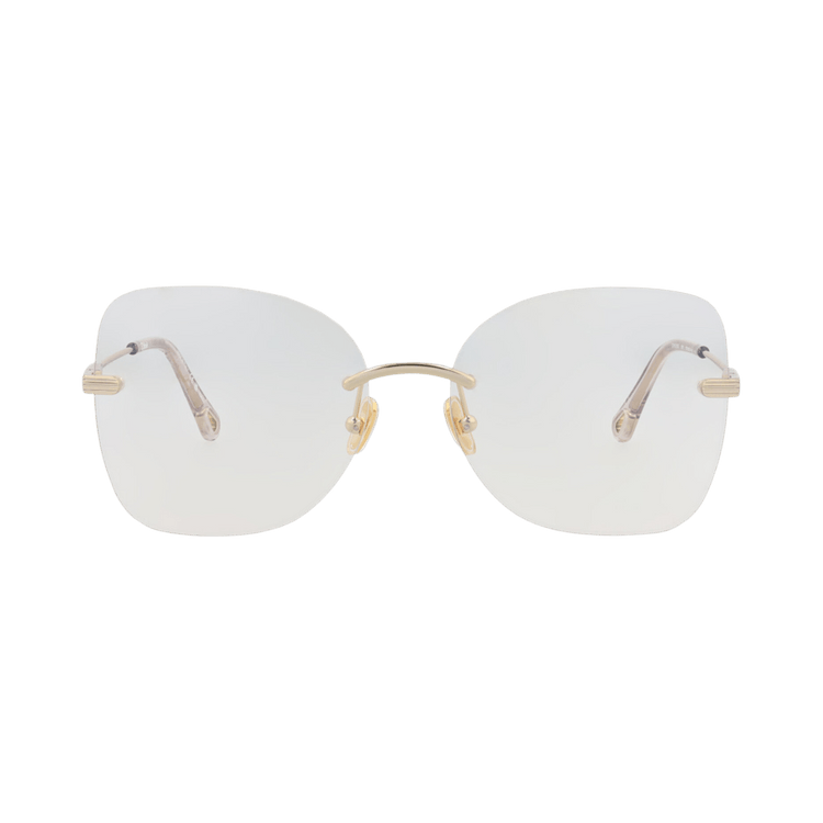 Chloé Square-Frame Metal Sunglasses — Gold