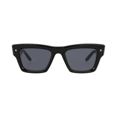 Valentino Square-Frame Acetate Sunglasses — Black
