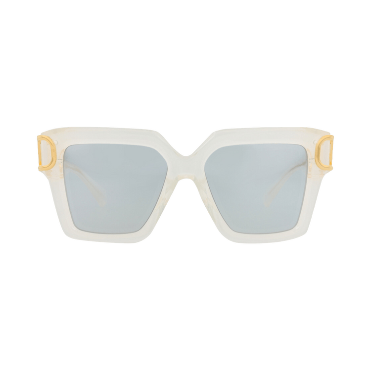 Valentino Square-Frame Acetate Sunglasses — White