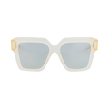 Valentino Square-Frame Acetate Sunglasses — White