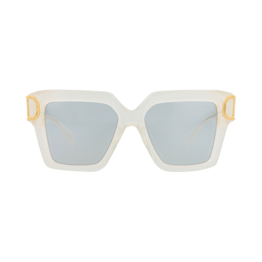Valentino Square-Frame Acetate Sunglasses — White
