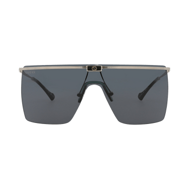 Gucci Shield-Frame Metal Sunglasses — Silver