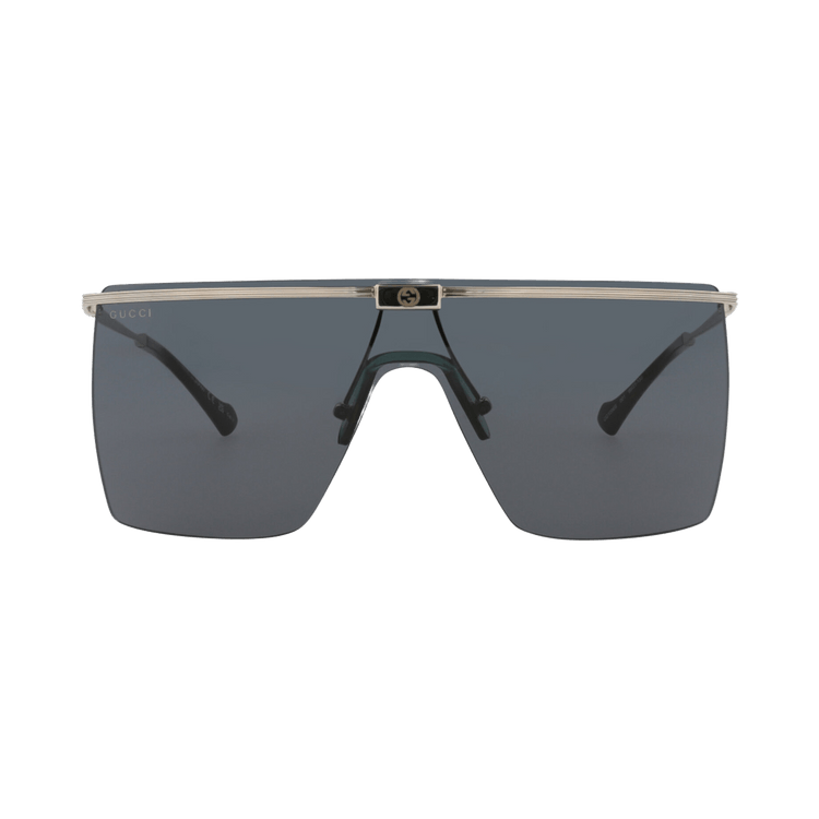 Gucci Shield-Frame Metal Sunglasses — Silver
