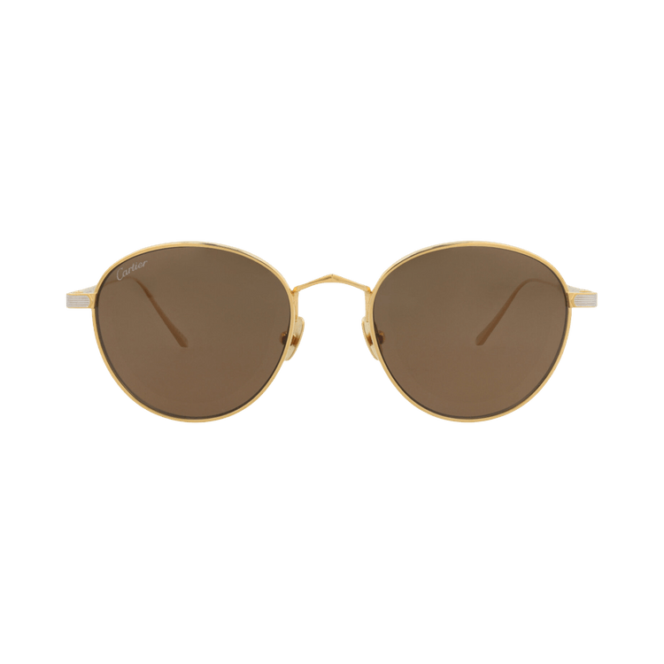 Cartier Round-Frame Titanium Sunglasses — Gold