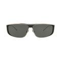 Saint Laurent Shield-Frame Metal Sunglasses — Silver