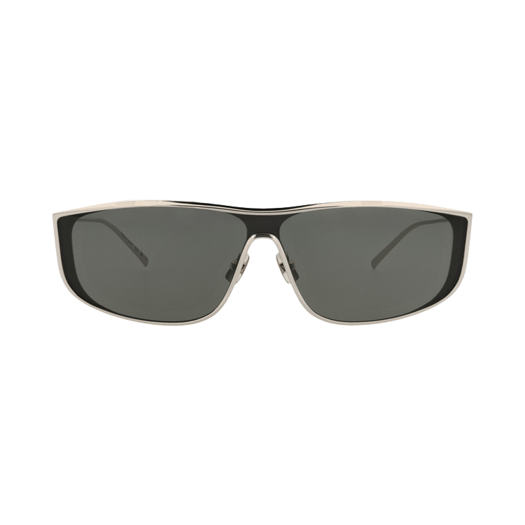 Saint Laurent Shield-Frame Metal Sunglasses — Silver