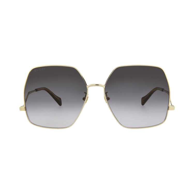 Gucci Square/Rectangle-Frame Metal Sunglasses — Gold