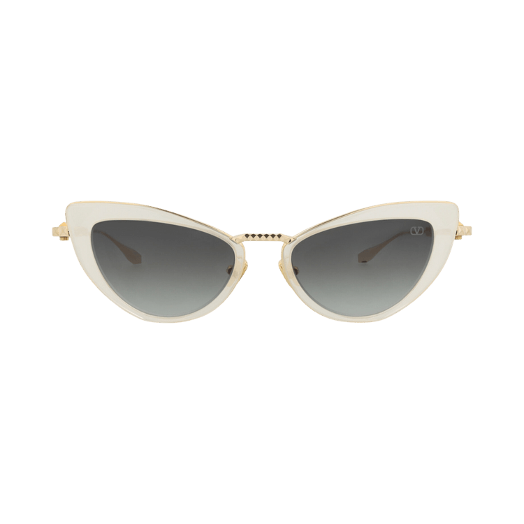 Valentino Cat Eye-Frame Acetate/Metal Sunglasses — White