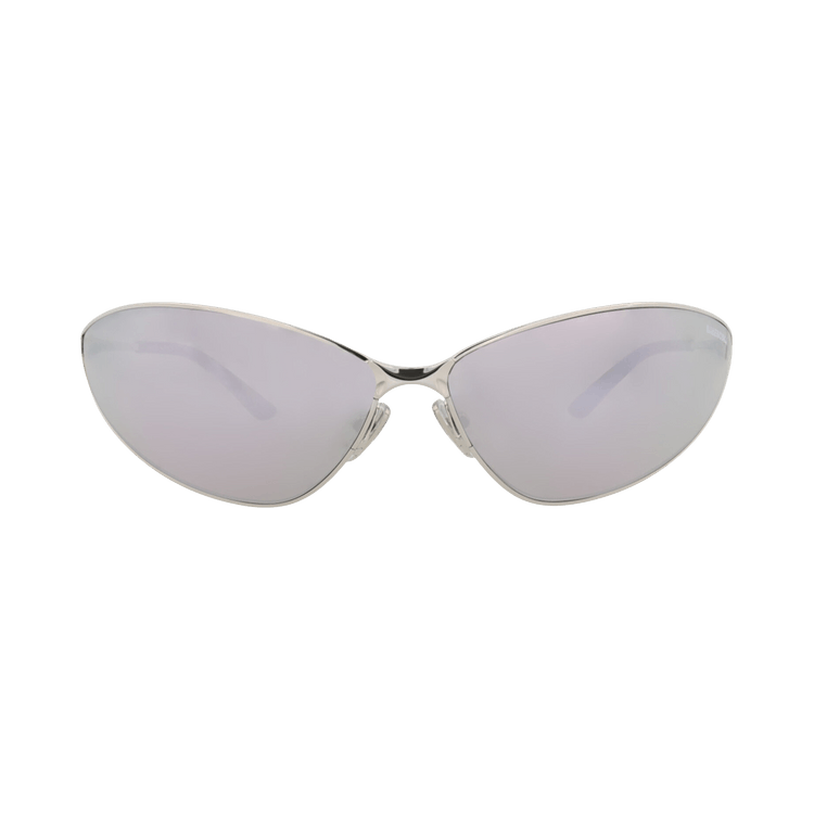 Balenciaga Shield-Frame Metal Sunglasses — Silver