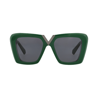 Valentino Square-Frame Acetate Sunglasses — Green