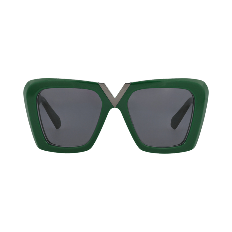Valentino Square-Frame Acetate Sunglasses — Green