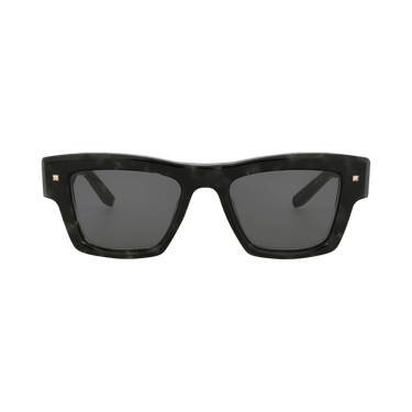 Valentino Square-Frame Acetate Sunglasses — Brown