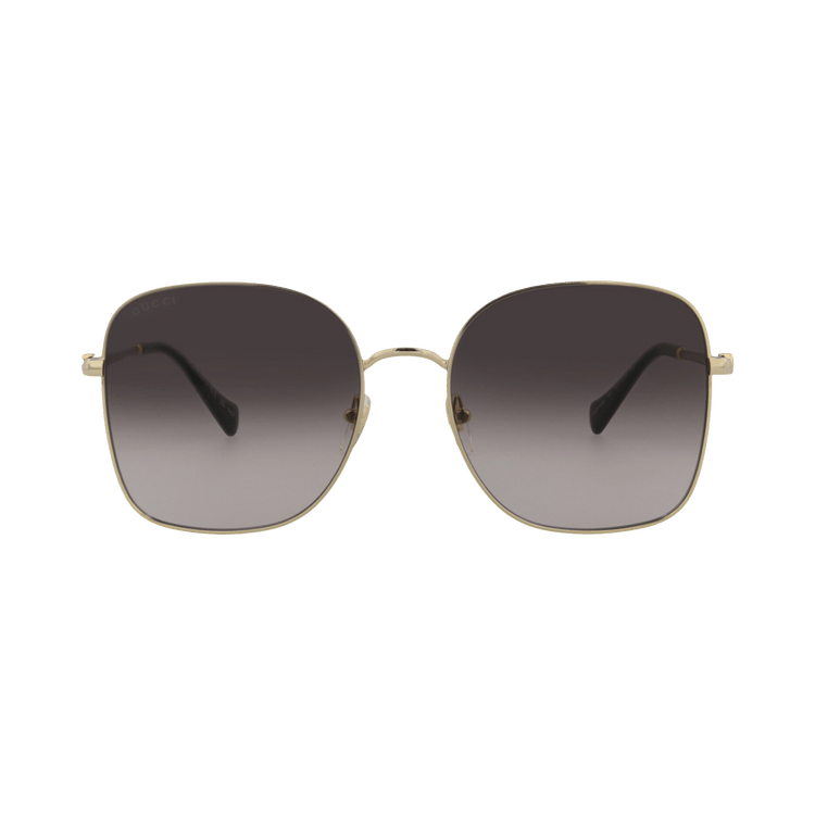 Gucci Square-Frame Metal Sunglasses — Gold
