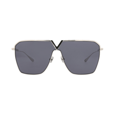 Valentino Aviator-Frame Metal Sunglasses — Silver