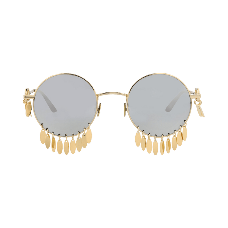 Valentino Round-Frame Acetate Sunglasses — Gold