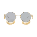 Valentino Round-Frame Acetate Sunglasses — Gold