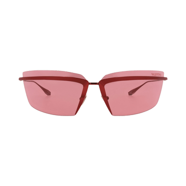 Valentino Shield-Frame Acetate Sunglasses — Red