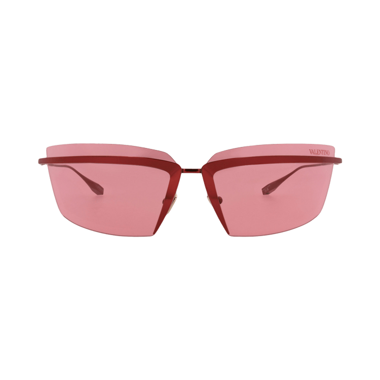 Valentino Shield-Frame Acetate Sunglasses — Red