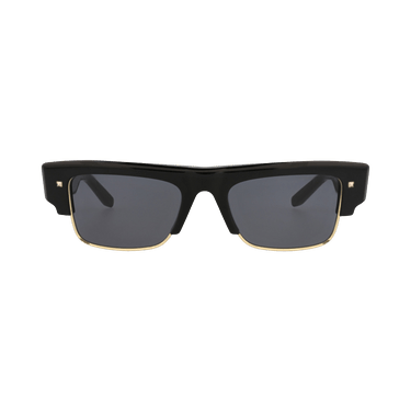 Valentino Square-Frame Acetate Sunglasses — Black