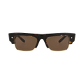 Valentino Square-Frame Acetate/Metal Sunglasses — Brown
