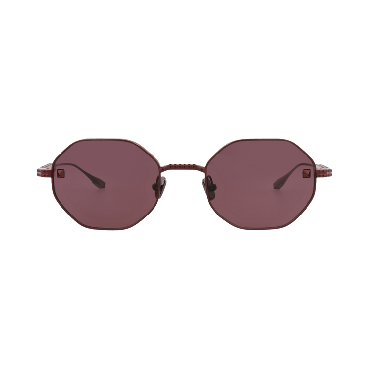Valentino Round-Frame Metal Sunglasses — Brown