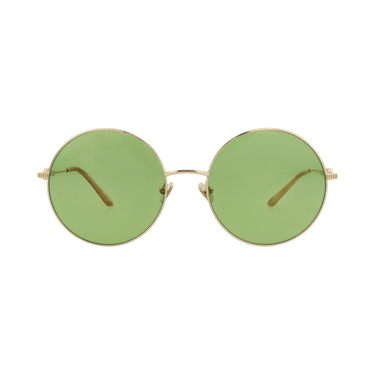 Valentino Round-Frame Metal Sunglasses — Gold