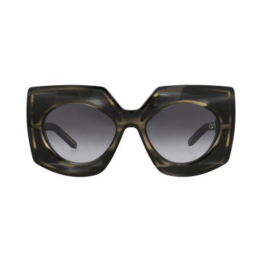 Valentino Square-Frame Acetate Sunglasses — Black