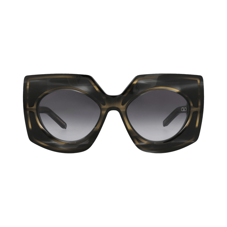 Valentino Square-Frame Acetate Sunglasses — Black