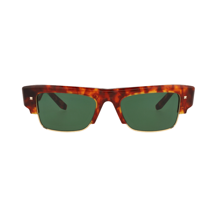 Valentino Square-Frame Acetate/Metal Sunglasses — Brown