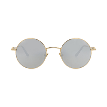 Valentino Round-Frame Metal Sunglasses — Gold