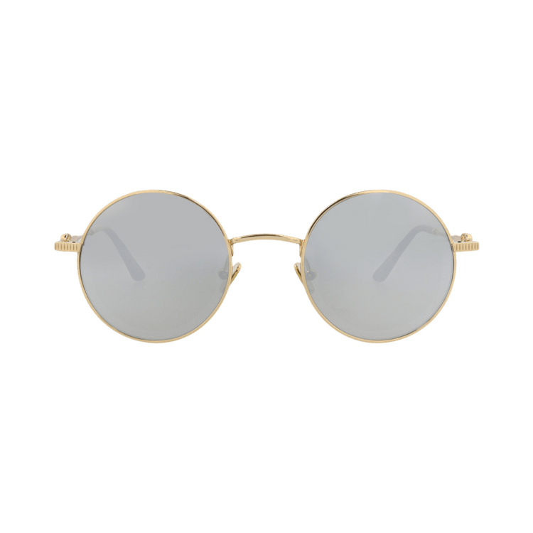 Valentino Round-Frame Metal Sunglasses — Gold