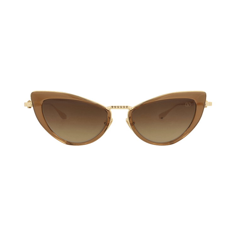 Valentino Cat Eye-Frame Metal Sunglasses — Brown