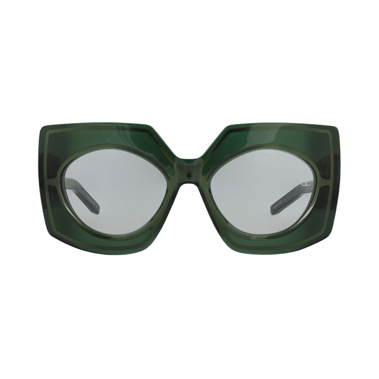 Valentino Square-Frame Acetate Sunglasses — Green