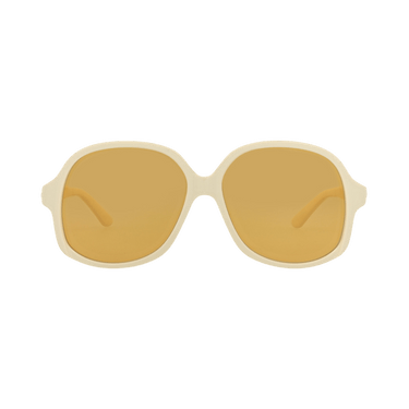 Valentino Round-Frame Metal Sunglasses — Cream