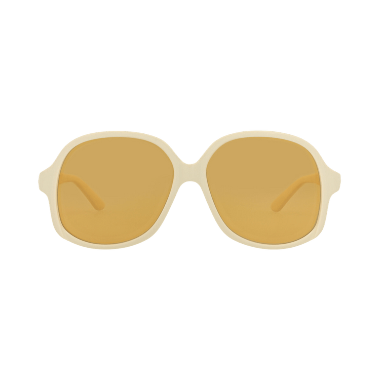 Valentino Round-Frame Metal Sunglasses — Cream