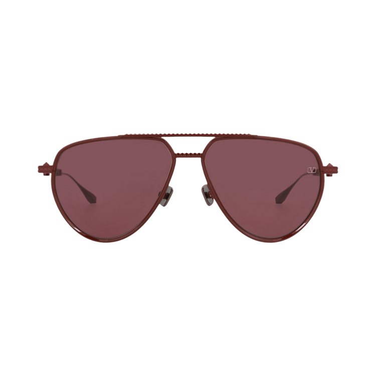 Valentino Aviator-Frame Metal Sunglasses — Brown