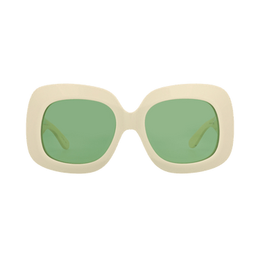Valentino Square-Frame Acetate Sunglasses — Cream