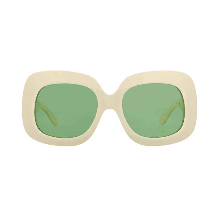Valentino Square-Frame Acetate Sunglasses — Cream
