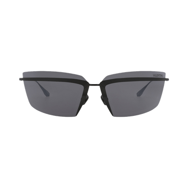 Valentino Shield-Frame Acetate/Metal Sunglasses — Black