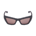 Bottega Veneta Intrecciato Cat-Eye Sunglasses — Black