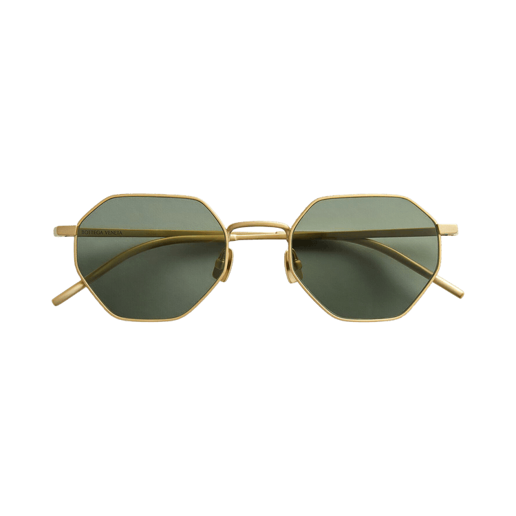Bottega Veneta Intrecciato Geometrical Sunglasses — Gold