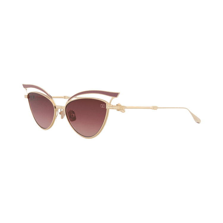 Valentino Cat Eye-Frame Titanium Sunglasses — Gold