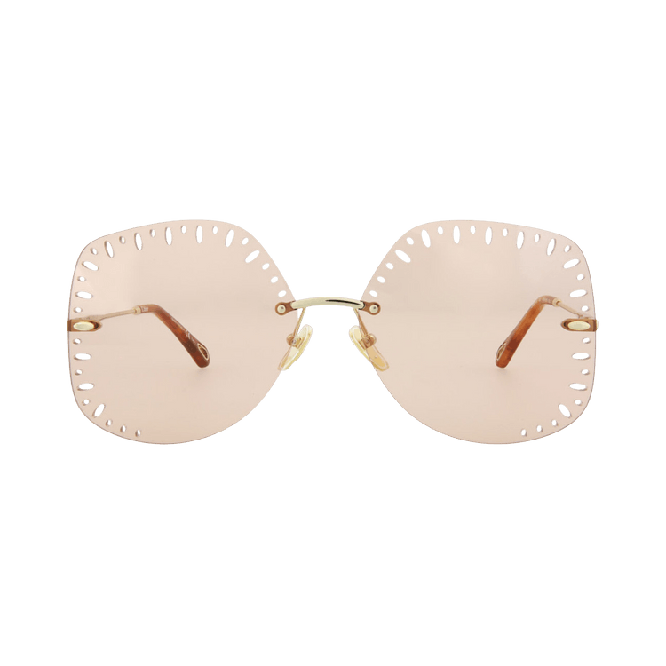 Chloé YSE Square-Frame Metal Sunglasses — Gold