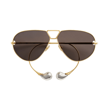 Bottega Veneta Drop Aviator Sunglasses — Gold