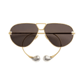 Bottega Veneta Drop Aviator Sunglasses — Gold
