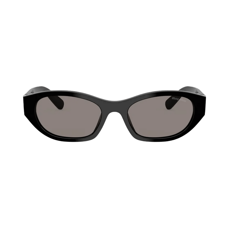 Miu Miu Narrow Frame Logo Sunglasses — Black