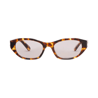 Miu Miu Narrow Frame Logo Sunglasses — Brown