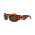 Gucci Round-Frame Recycled Acetate Sunglasses — Brown