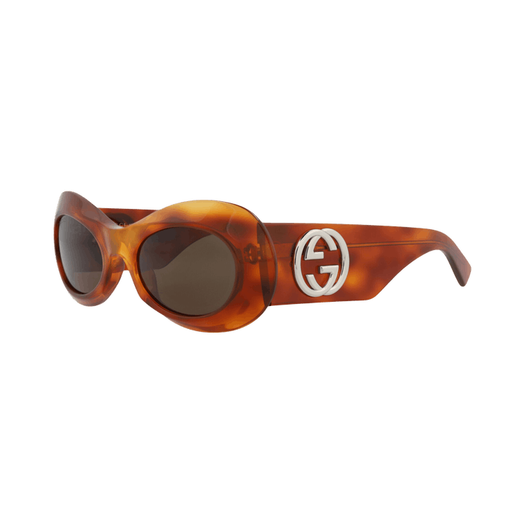 Gucci Round-Frame Recycled Acetate Sunglasses — Brown